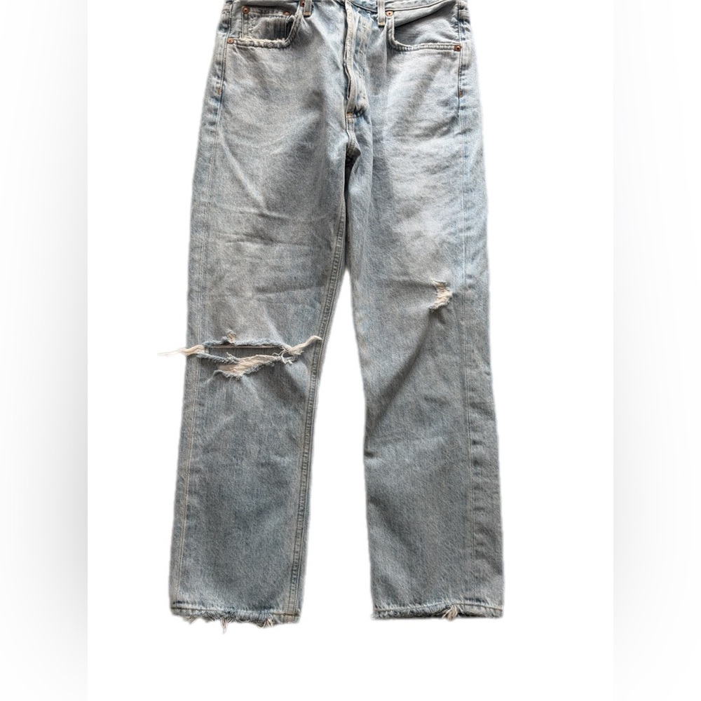 Agolde 28 distressed straight leg jeans great condition - Picture 6 of 12